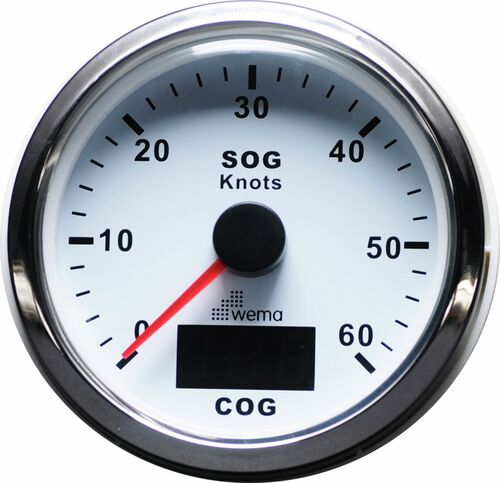 GPS NOPEUSMITTARI 60 S, VALKOINEN/RUOSTUMATON TERÄS