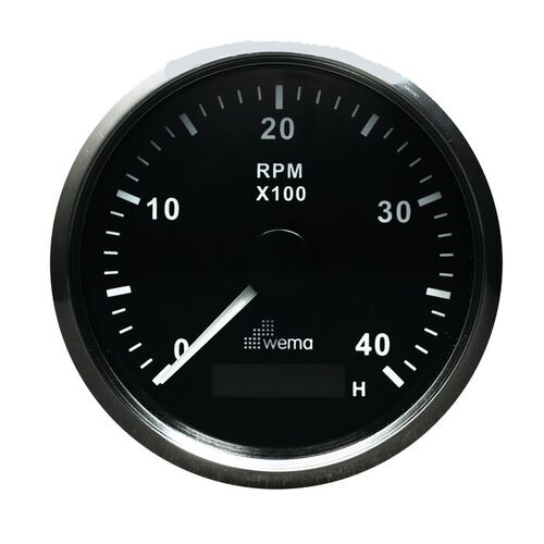 KIERROSLUKUMITTARI 4000 RPM, MUSTA/RUOSTUMATON TERÄS