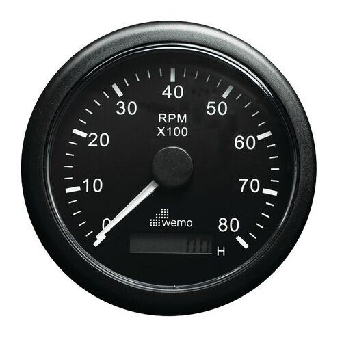 KIERROSLUKUMITTARI 8000 RPM, MUSTA