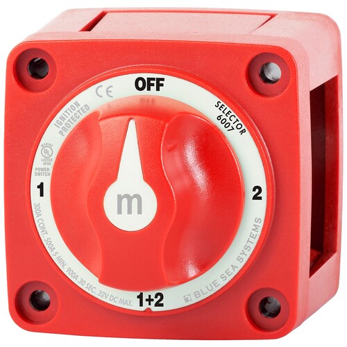 M-SERIES MINI PÄÄVIRTAKYTKIN 1-2-OFF-BOTH, PUNAINEN