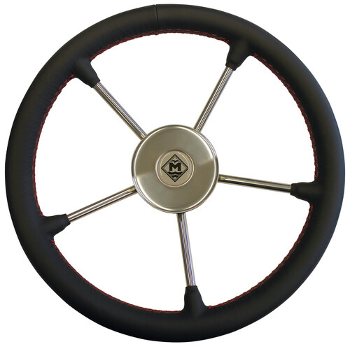 NAHKAINEN OHJAUSPYÖRÄ MUSTA/PUNAINEN/TERÄS