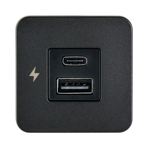 TILE USB-A / USB-C LATURI 12/24V, MUSTA