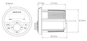 AQUATIC AV BT PYÖREÄ RADIO GP1, MUSTA 92MM