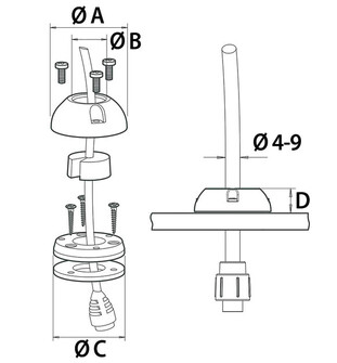 DECKSEAL SMALL-A KAAPELIN LÄPIVIENTI, HARMAA
