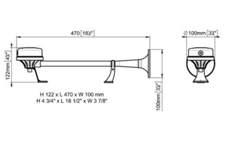 EM2 ÄÄNITORVI, KROMATTU, 24V
