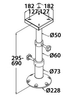 EMS PÖYDÄNJALKA, KOLMIPORTAINEN SÄÄTÖ