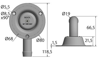 HUOHOTINVENTTIILI SEPTITANKKIIN 19MM 90° RST