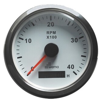 KIERROSLUKUMITTARI 4000 RPM, VALKOINEN/RUOSTUMATON TERÄS