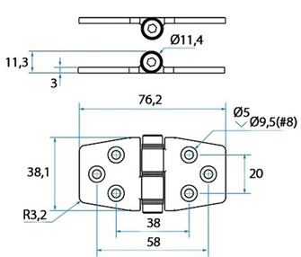 KITKASARANA 38x76,2mm, YLÄTAPPI
