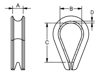 KOUSSI RUOSTUMATONTA TERÄSTÄ, 14MM VAIJERILLE