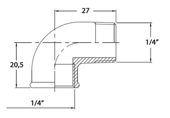 KULMAKAPPALE KIERTEILLÄ 90 1/4