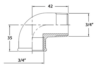 KULMAKAPPALE KIERTEILLÄ 90 3/4