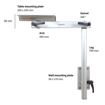 PÖYDÄN JALUSTA 700MM ALUMIINI