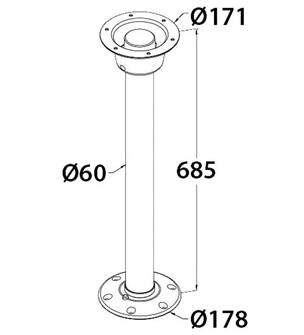 PÖYDÄNJALKA 685MM KIINTEÄ EMS