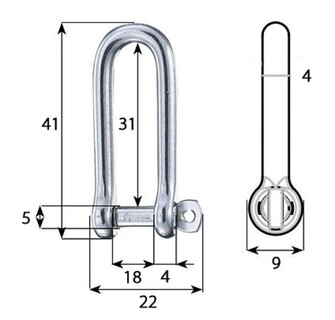 SAKKELI D-MALLI, LUKITTUVA, PITKÄ, 4mm