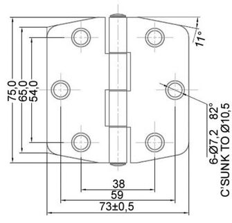 SARANA PEITELEVYLLÄ 79x76,6MM, KESKITAPPI