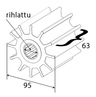 SIIPIPYÖRÄ F8-PUMPPUUN, RIHLATTU