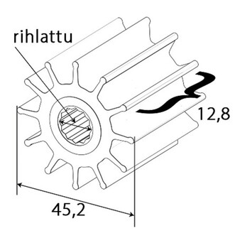SIIPIPYÖRÄ TA3P10-PUMPPUUN, RIHLATTU