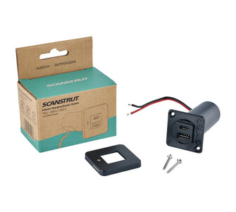 TILE USB-A / USB-C LATURI 12/24V, MUSTA