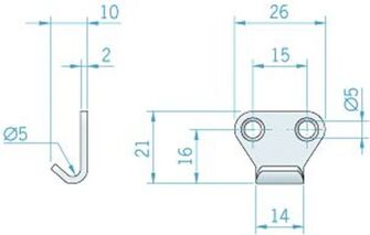 VASTAKAPPALE RUOSTUMATON TERÄS, 26X21 MM
