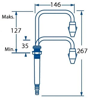 WHALE VEDENJUOKSUTIN, VAKIOMALLI  1/2” LETKULLE