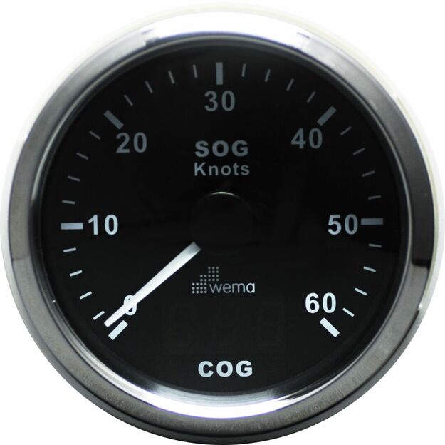 GPS NOPEUSMITTARI 60 S, MUSTA/RUOSTUMATON TERÄS