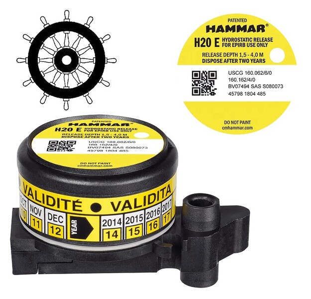 HYDROSTAATTILAUKAISIN EPIRB-LAITTEILLE H20E