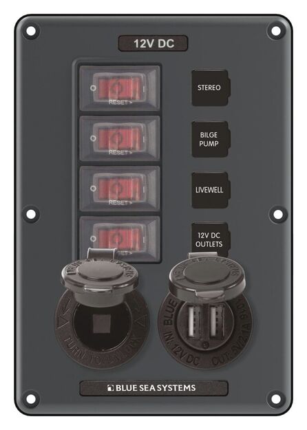 KATKAISINPANEELI, 4-KATKAISIJAA JA 2 USB-PORTTIA &amp; TUP.SYT., TUMMANHARMAA