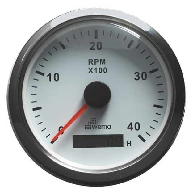 KIERROSLUKUMITTARI 4000 RPM, VALKOINEN/RUOSTUMATON TERÄS