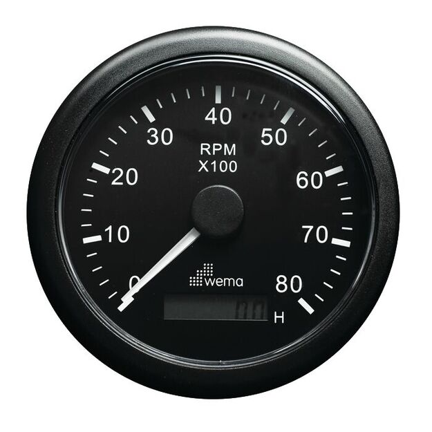 KIERROSLUKUMITTARI 8000 RPM, MUSTA
