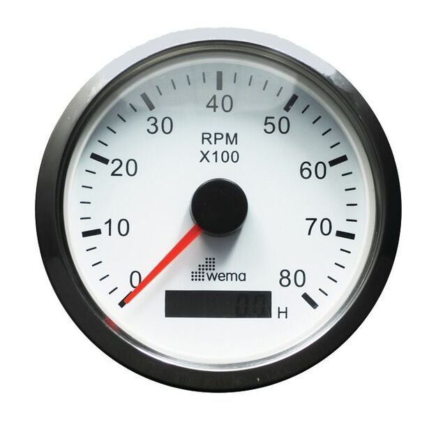 KIERROSLUKUMITTARI 8000 RPM, VALKOINEN/RUOSTUMATON TERÄS