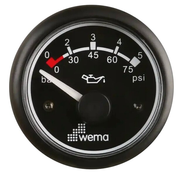 ÖLJYPAINEMITTARI 5 BAR, MUSTA