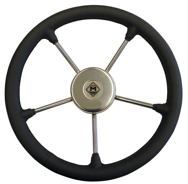 NAHKAINEN OHJAUSPYÖRÄ MUSTA/MUSTA/TERÄS