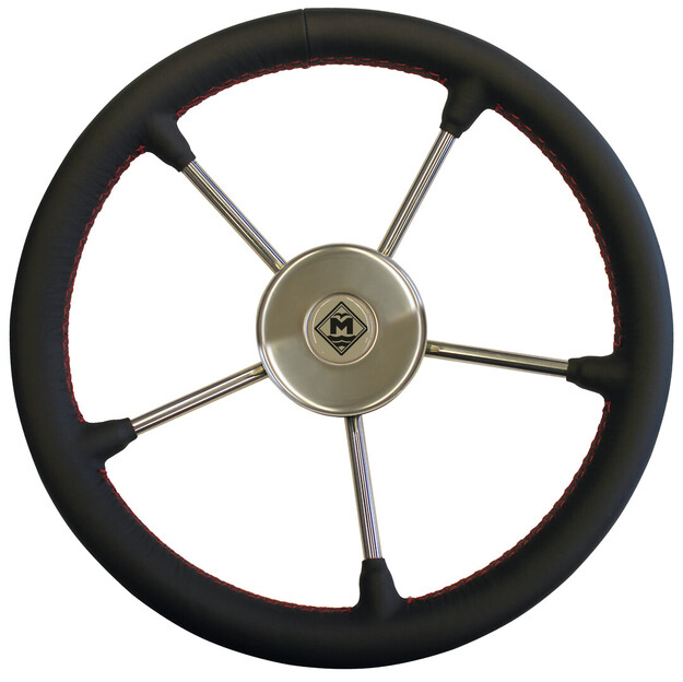 NAHKAINEN OHJAUSPYÖRÄ MUSTA/PUNAINEN/TERÄS