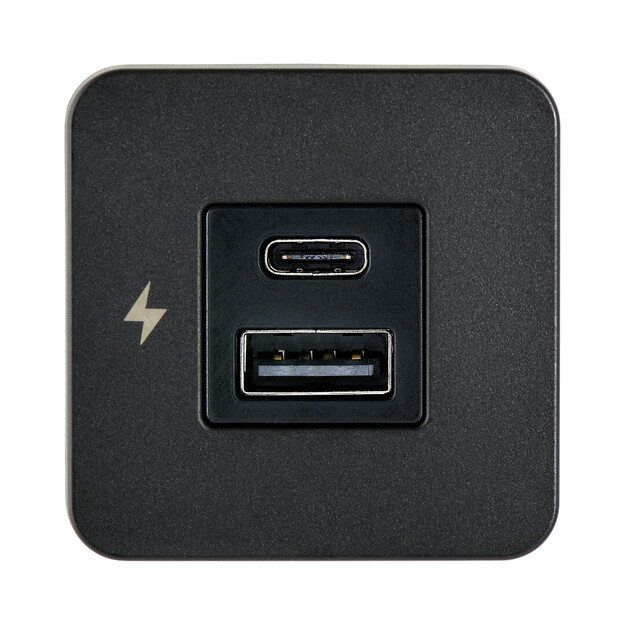 TILE USB-A / USB-C LATURI 12/24V, MUSTA