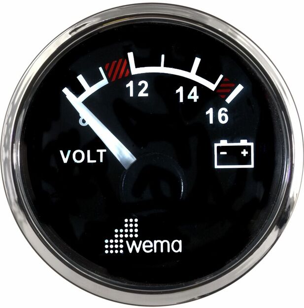 VOLTTIMITTARI 12V, MUSTA/RUOSTUMATON TERÄS