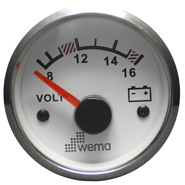 VOLTTIMITTARI 12V, VALKOINEN/RUOSTUMATON TERÄS